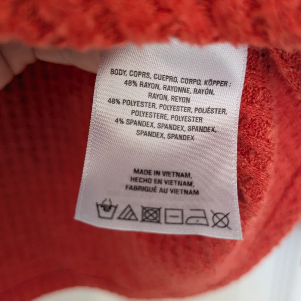 Anthropologie Orange Waffle Knit Crossbody Wrap Sweater Sz S - Picture 7 of 12